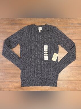 St. John's Bay Women's Ribbed Crewneck Sweater - Charcoal Heather #115